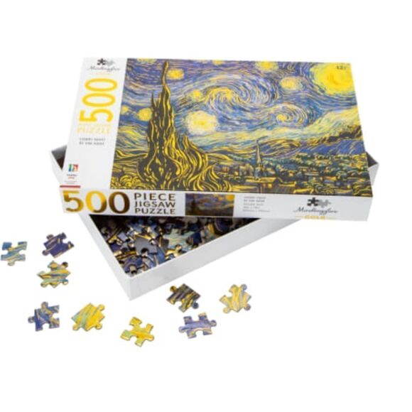 🆕🌠Mindbogglers Gold 500-Piece Jigsaw Puzzle: Starry Night by Van Gogh - Picture 5 of 5